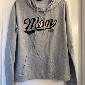 Baseballism Gray Mom Baseball Hoodie